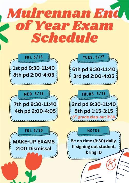 EOY Exam Schedule 2025